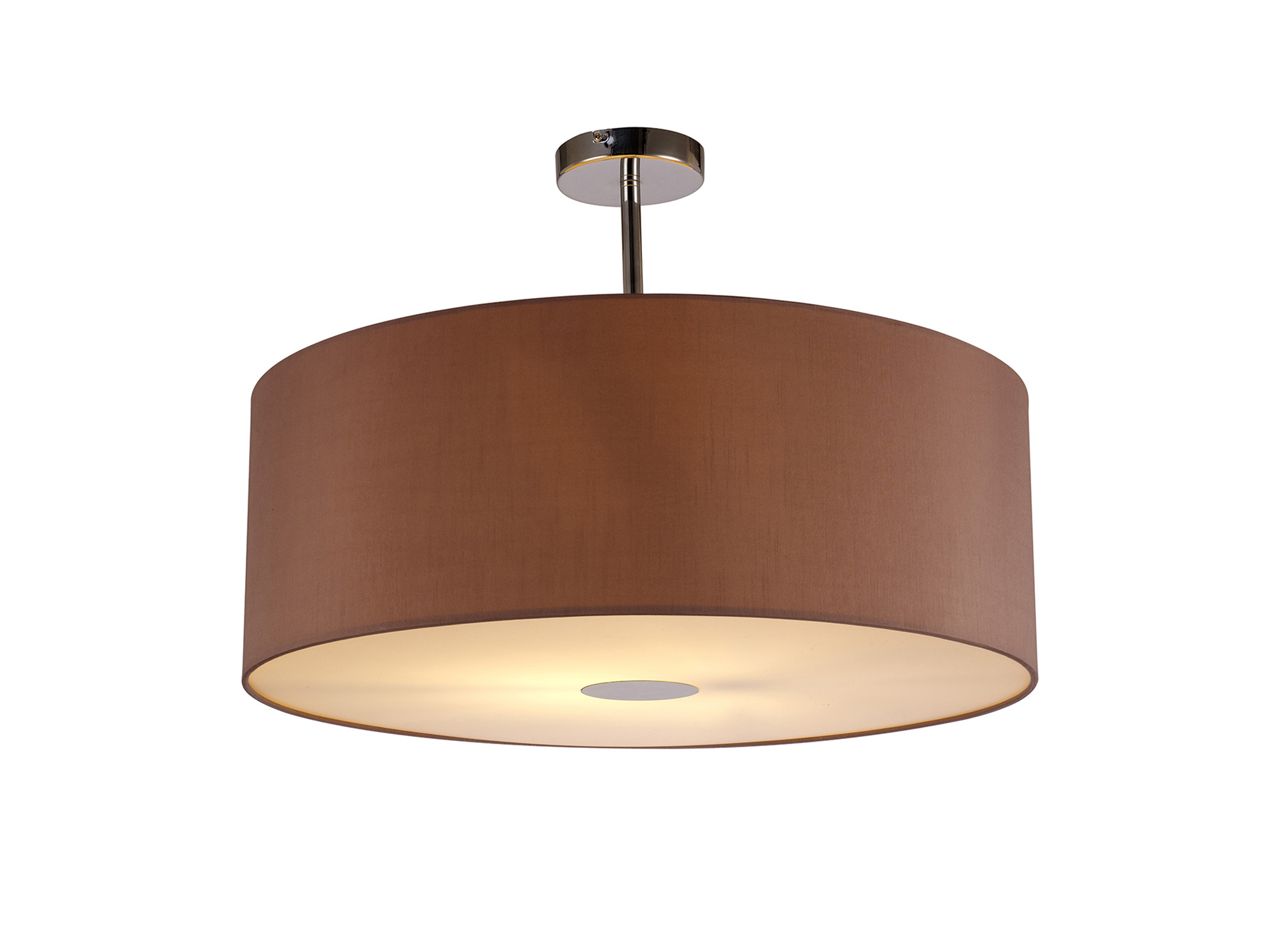 DK0113  Baymont 60cm Semi Flush 1 Light Polished Chrome, Taupe/Halo Gold, Frosted Diffuser